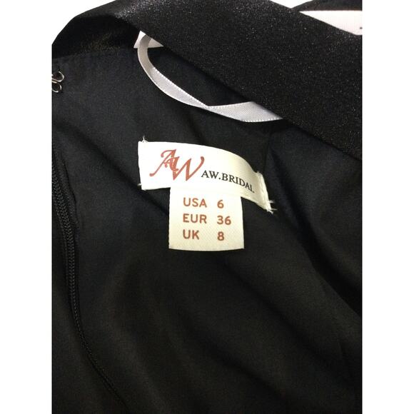 AW BRIDAL 6 S black Celestia bridesmaid formal gala prom maxi dress NEW B68 - Picture 8 of 9